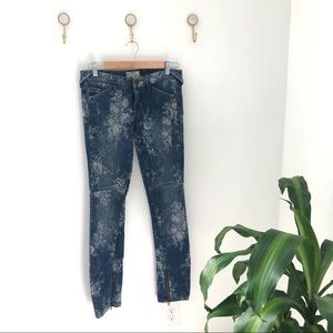 FREE PEOPLE denim jeans floral zip ankles w 27